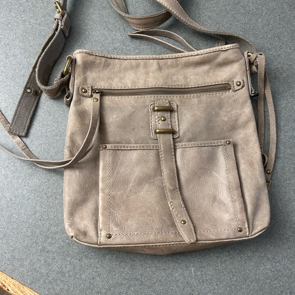 Handbags - Stylish Taupe Leather Crossbody Bag